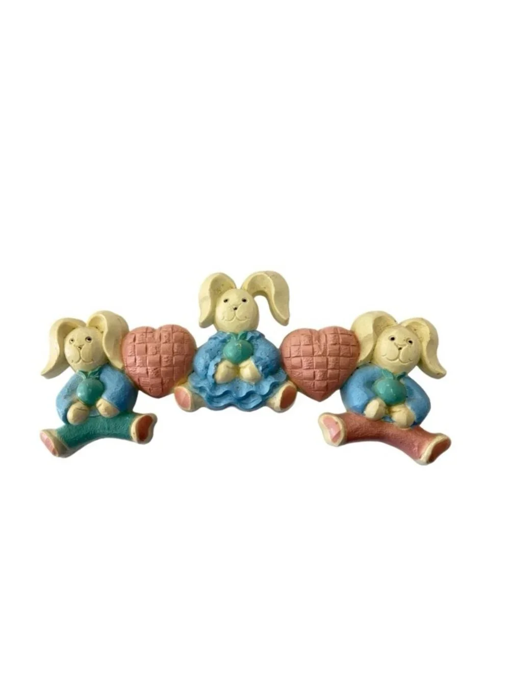 Vintage HOMCO Bunny Rabbits Hearts Wall Art Nursery Decor VINTAGE 1980s